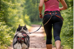 canicross-femme-chien-foret-sainte-genevieve-des-bois