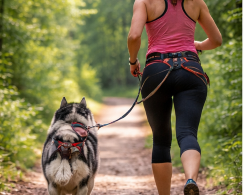 canicross-femme-chien-foret-sainte-genevieve-des-bois